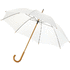 23" Jova-sateenvarjo, puinen varsi ja kahva, valkoinen liikelahja logopainatuksella